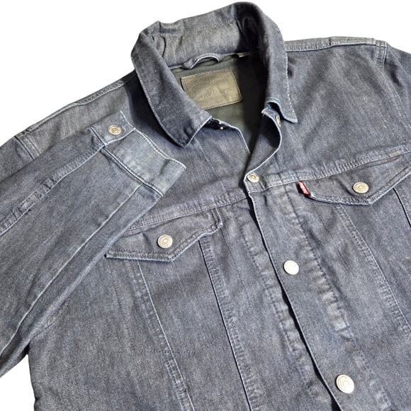 Levis Commuter Pro Denim Men's Trucker Jacket Indigo Blue Men’s XL Vented Hooded - Picture 1 of 16